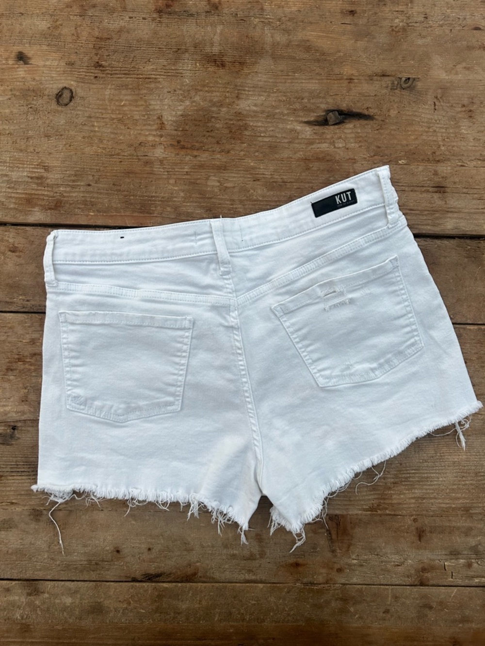 Kut from the Kloth White Frayed Denim Shorts - Picture 2 of 8
